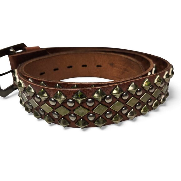 True Religion Studded Belt Men Chunky Allover Metal Accent Rockstar Weighted 40 - Picture 5 of 8